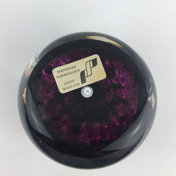 Perthshire 1999C Amber Flower Lampwork Garland Amethyst-Red Ground Paperweight - Picture 4 of 14